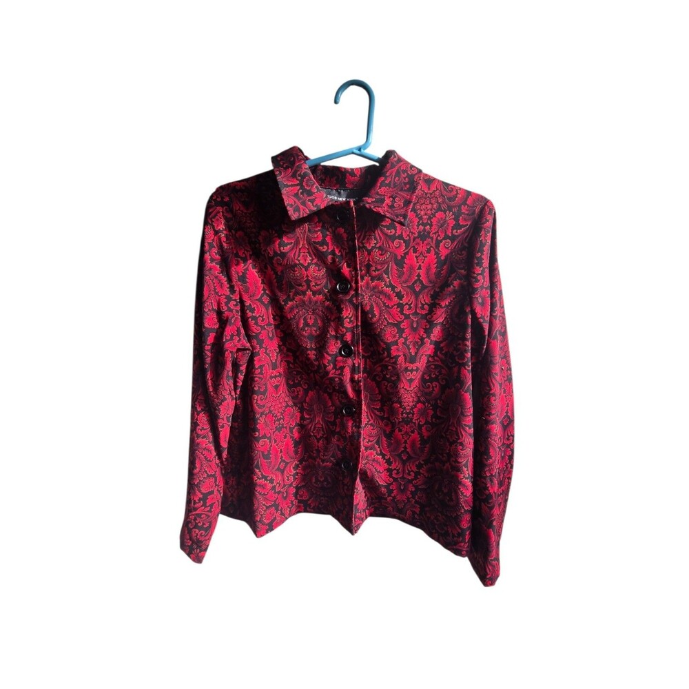 Vintage Briggs new York womens meduim red & black sholder padded blaser